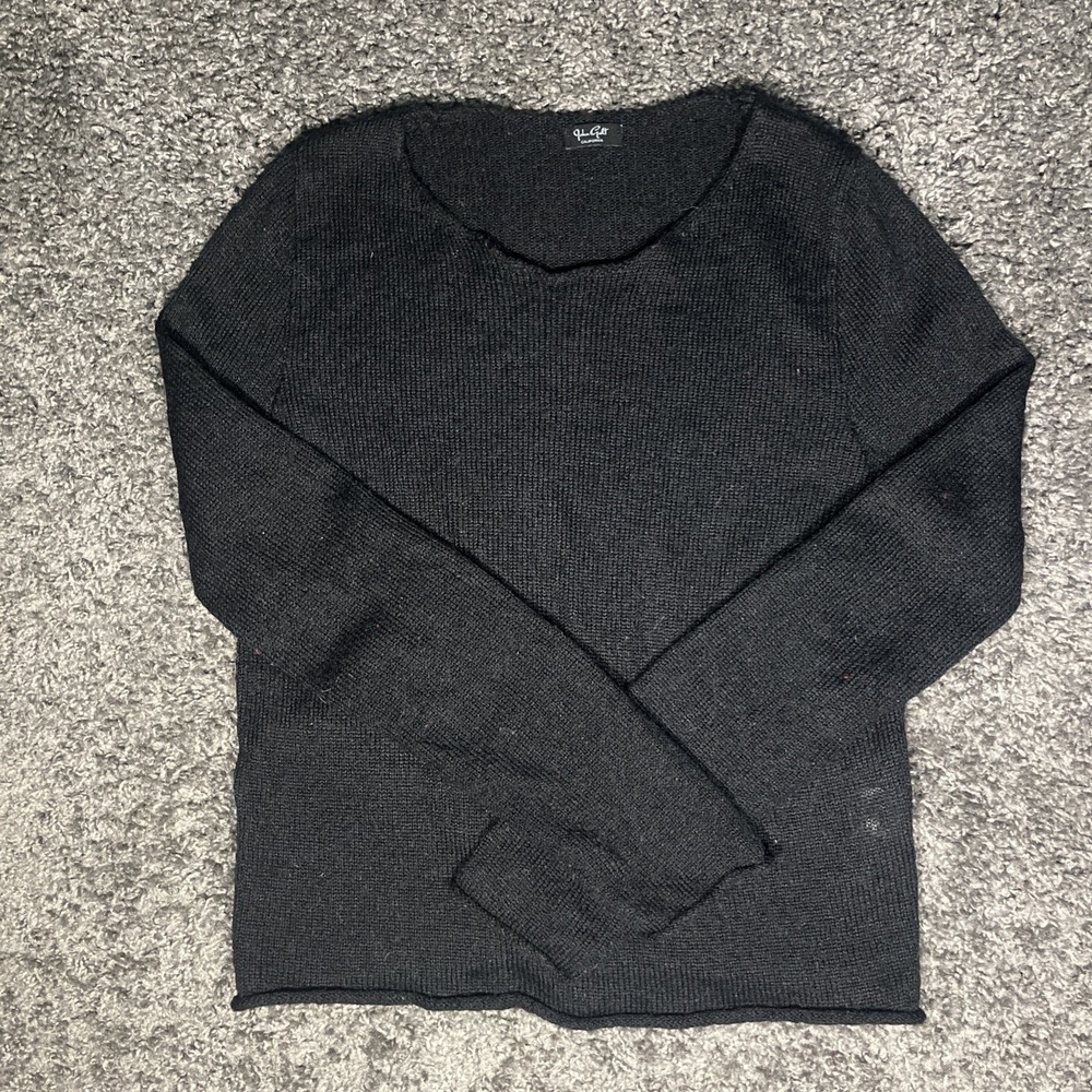 John Galt California Mohair Wool Blend Semi Sheer Pullover‎ Sweater Black